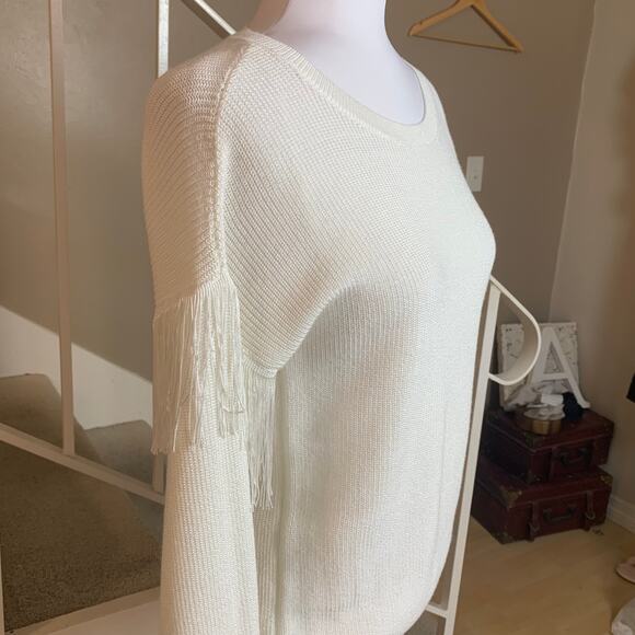 INC International Concepts Fringe Dolman Knit Sweater Off White Size XS Holiday - Picture 3 of 10